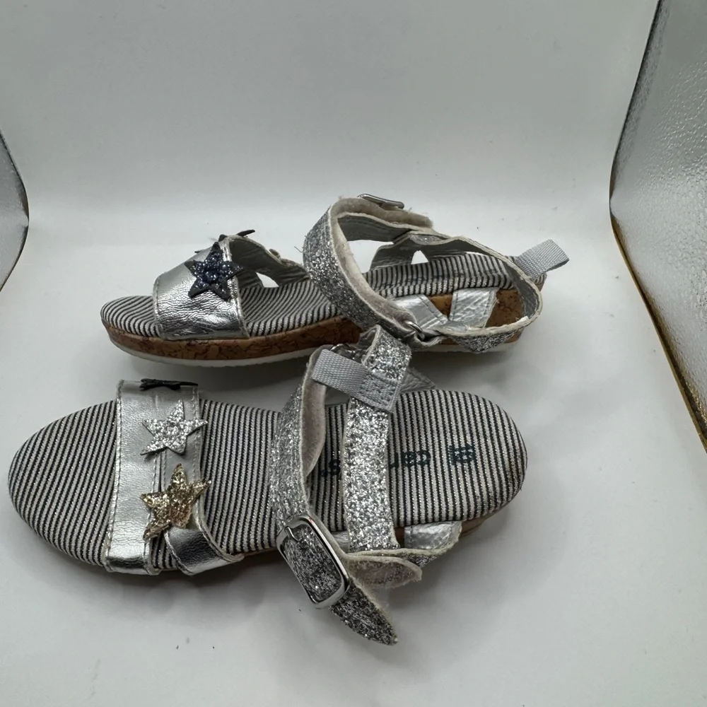 Carter's Toddler Girls Size 10 Silver Starry Formal Kids Sandals